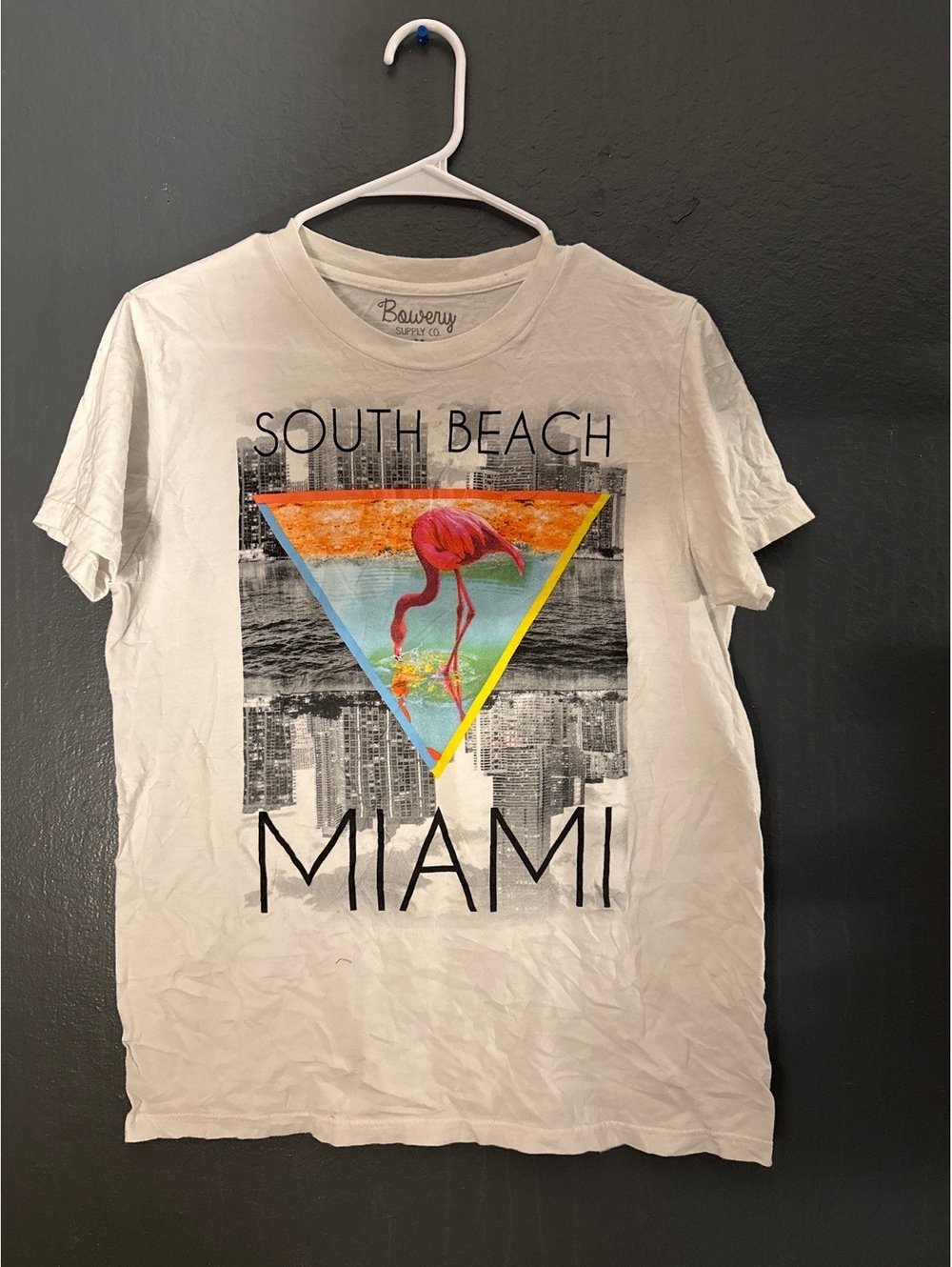 Bowery Supply Co. South Beach Miami Graphic T-Shirt Medium White Cotton